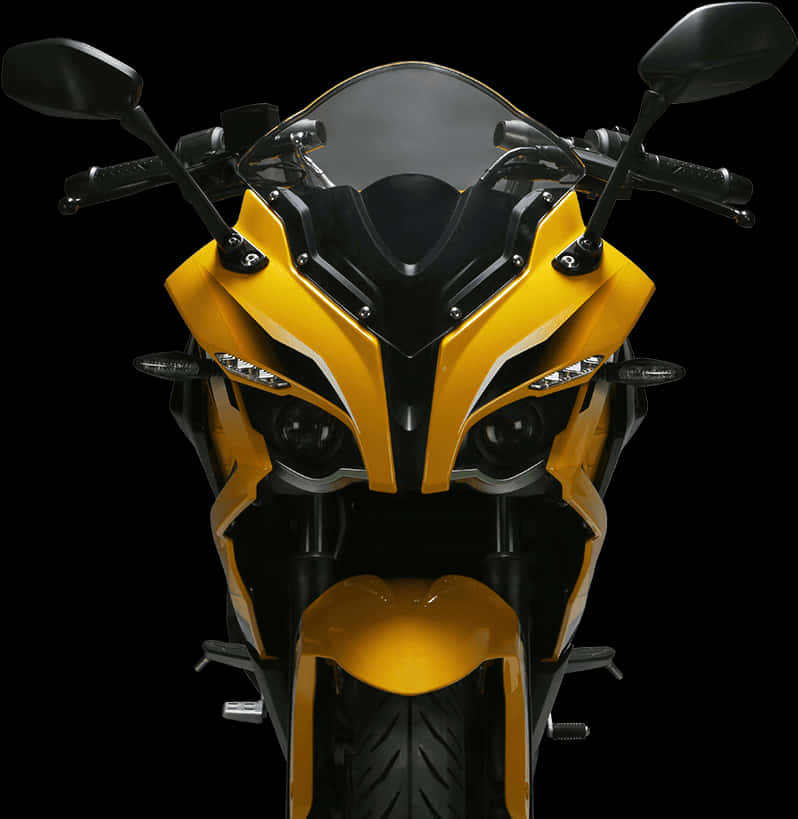 Yellow Sport Motorcycle Front View H D PNG Image