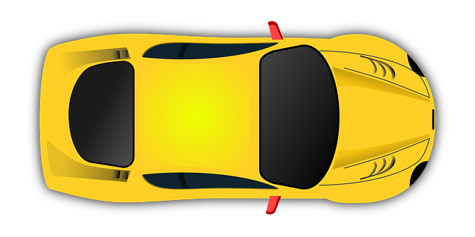 Yellow Sports Car Top View PNG Image