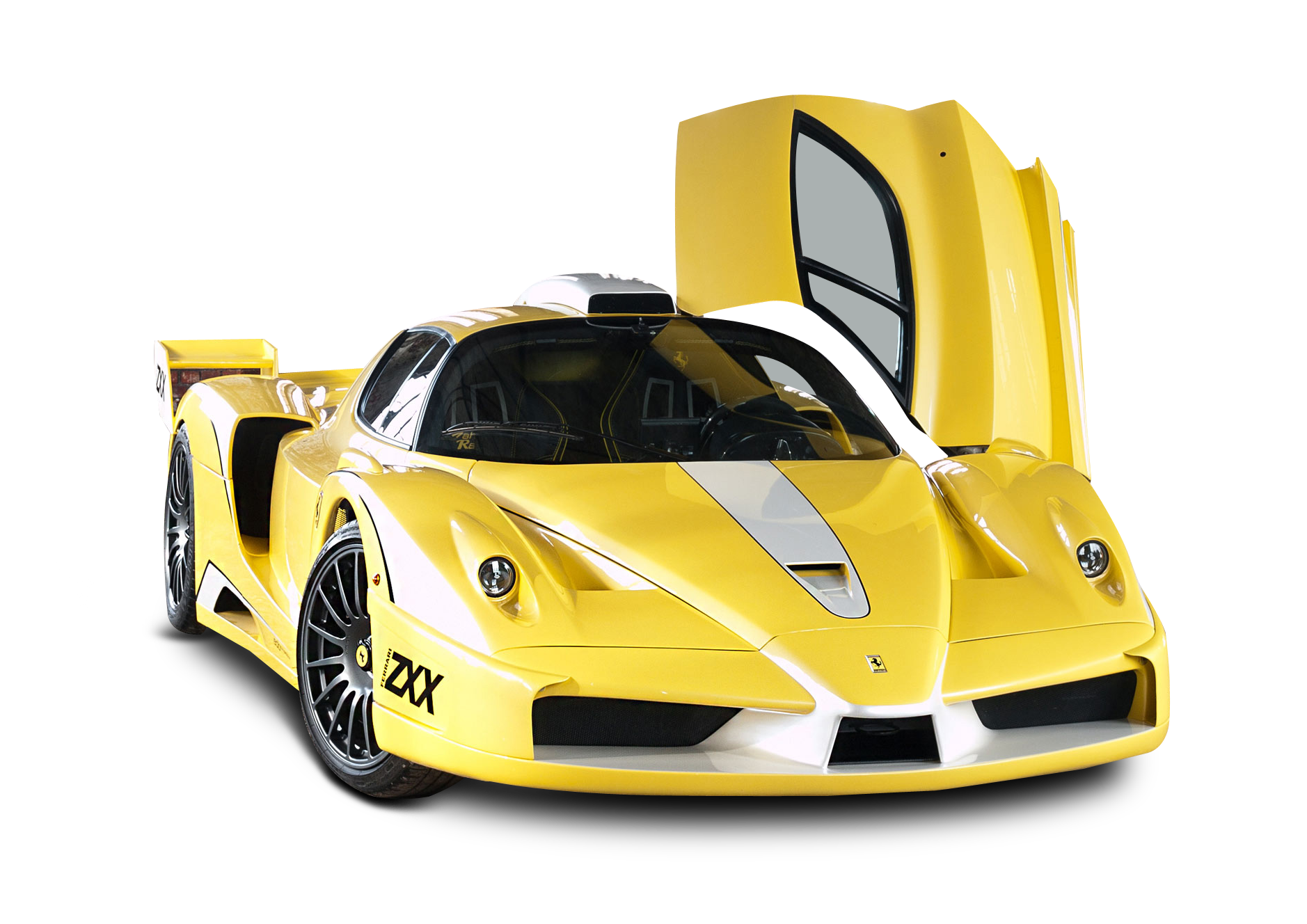 Yellow Sports Carwith Open Doors PNG Image