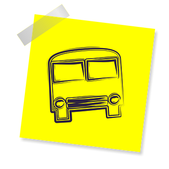 Yellow Sticky Note Bus Doodle PNG Image