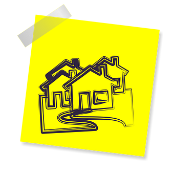 Yellow Sticky Note House Drawing PNG Image