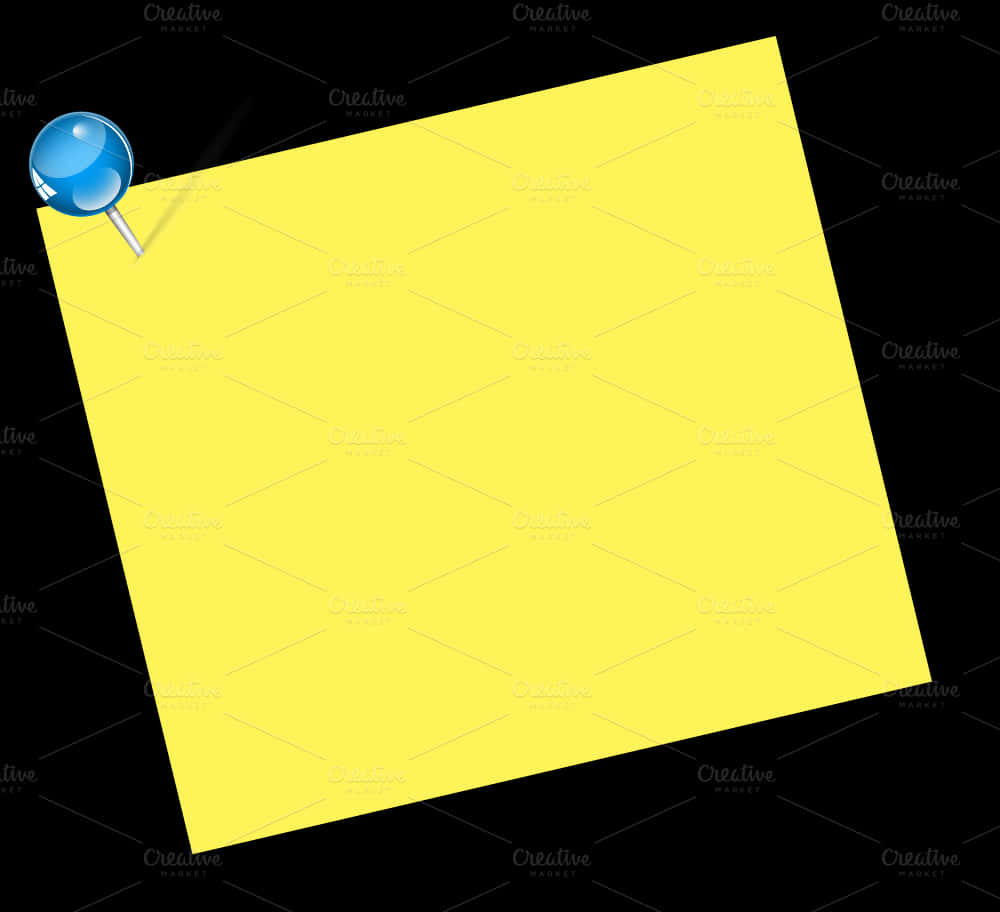 Yellow Sticky Note Pinned Black Background PNG Image