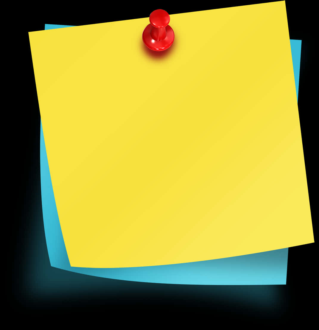 Yellow Sticky Note Pinned Black Background PNG Image