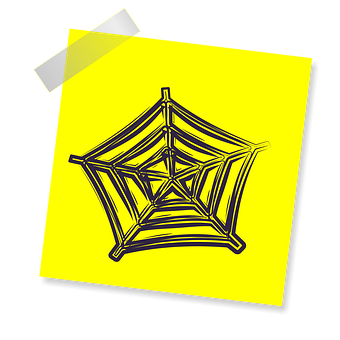 Yellow Sticky Note Spider Web PNG Image