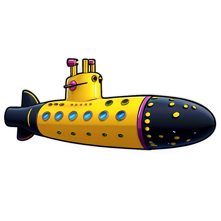 Yellow Submarine In The Ocean Depths Png Vpu9 PNG Image