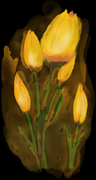 Yellow Tulips Artistic Rendering PNG Image