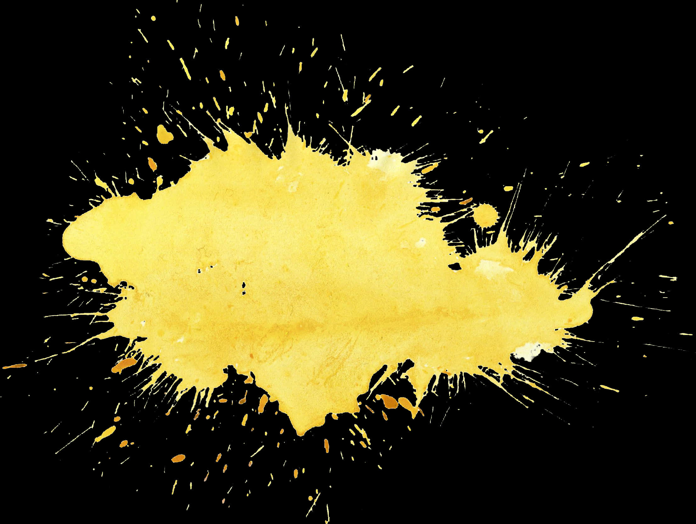 Yellow Watercolor Splashon Black Background PNG Image