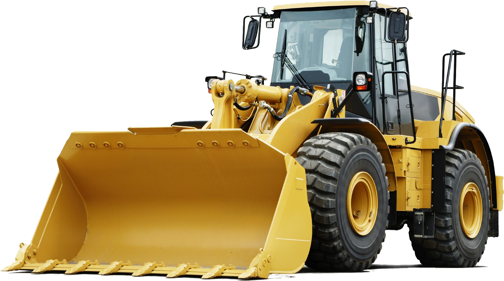 Yellow Wheeled Bulldozer Isolated PNG Image