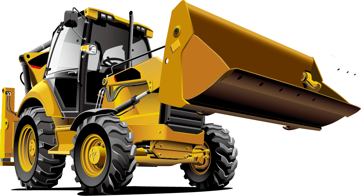 Yellow Wheeled Loader Bulldozer PNG Image