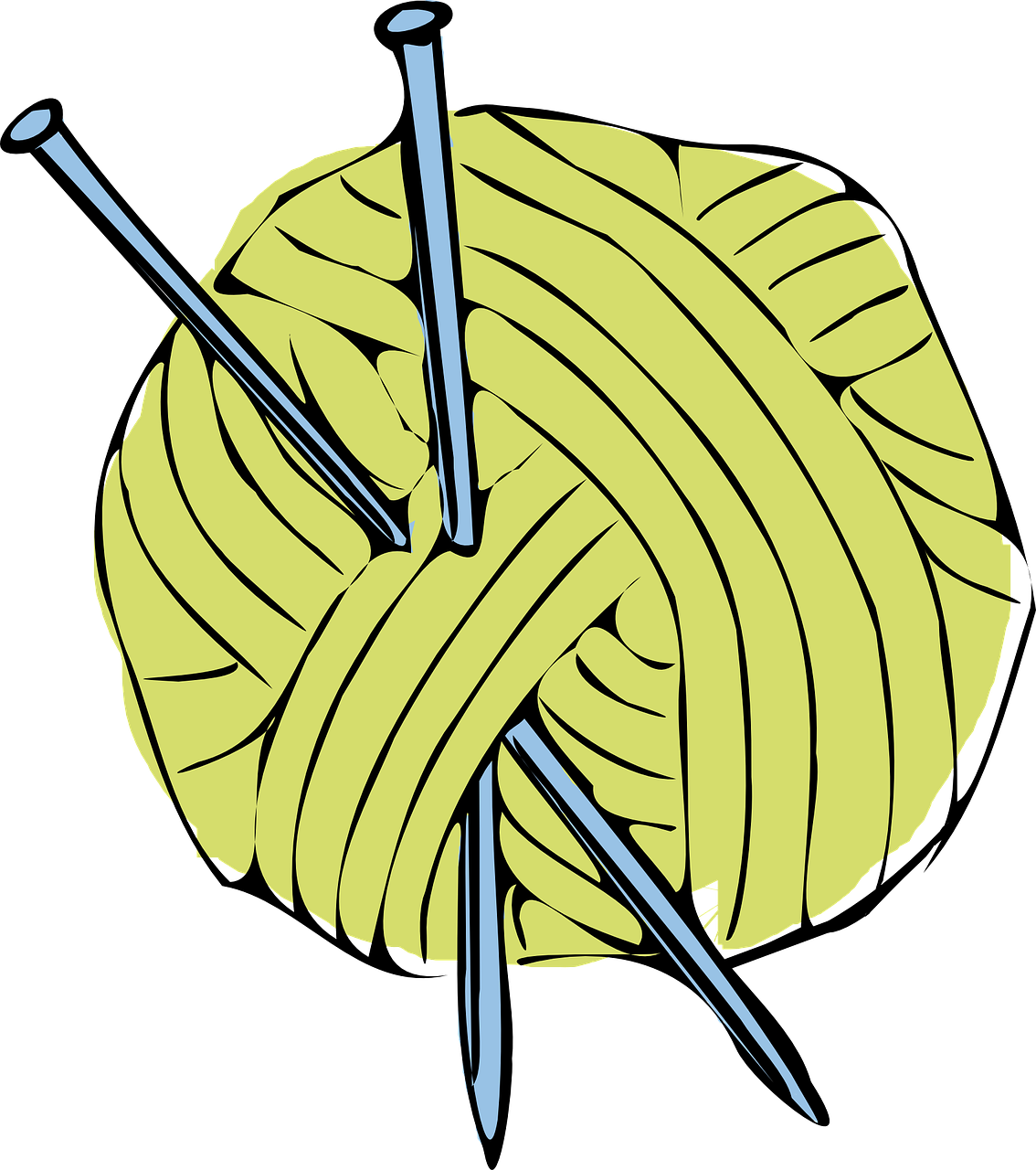 Yellow Yarn Ball With Knitting Needles PNG Image