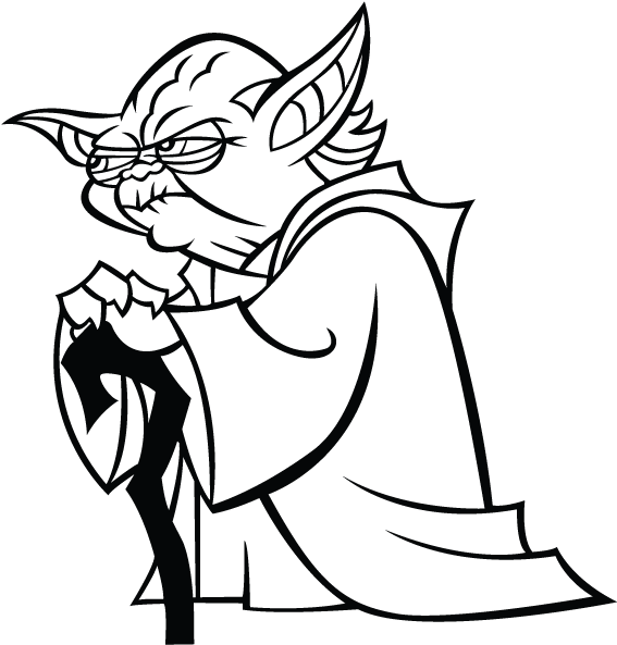 Yoda Contemplative Pose Line Art PNG Image