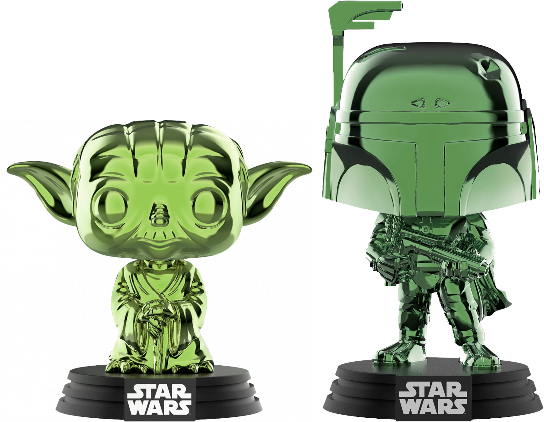 Yodaand Boba Fett Funko Pop Figures PNG Image