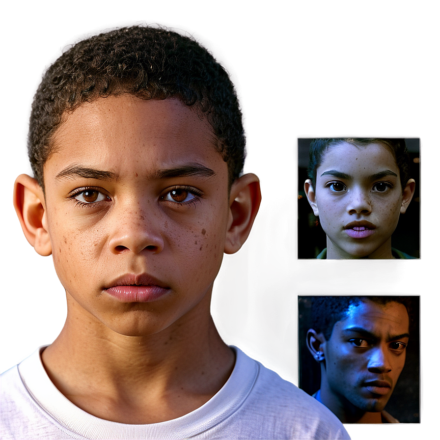 Young Boy Three Expressions Collage PNG Image