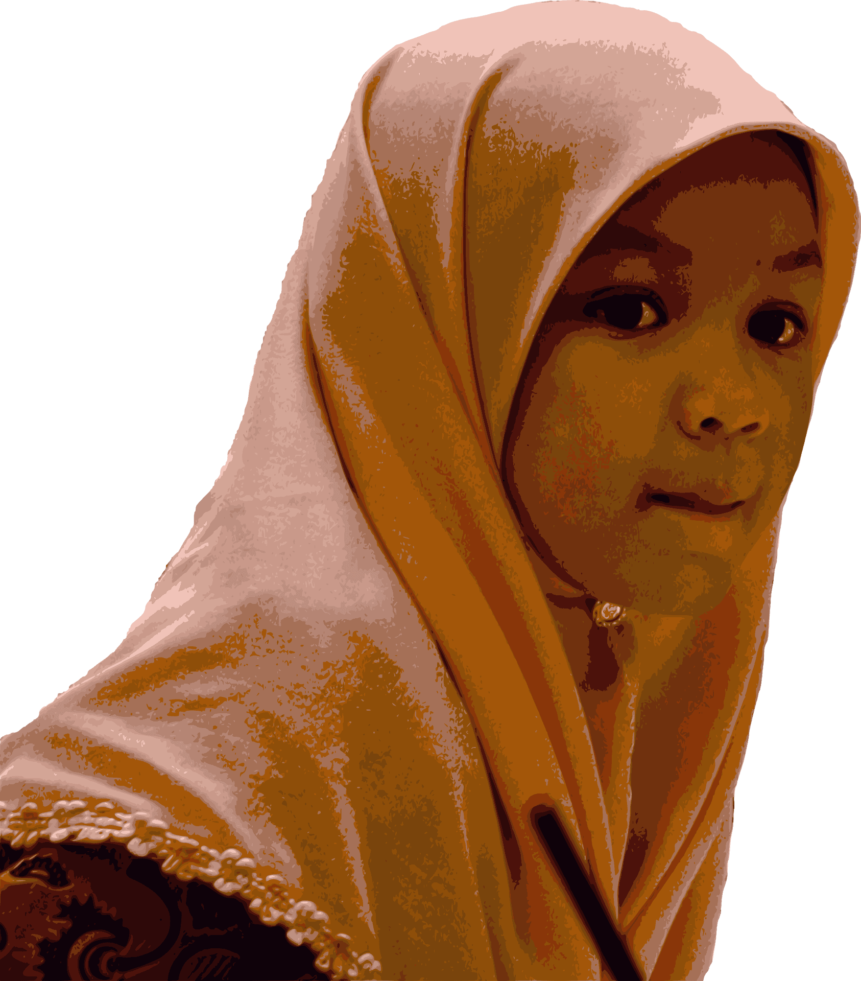 Young Girlin Orange Hijab PNG Image