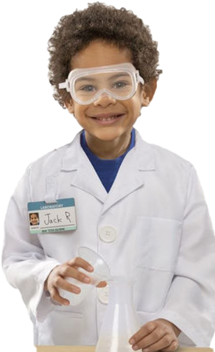 Young Scientistin Lab Coat PNG Image