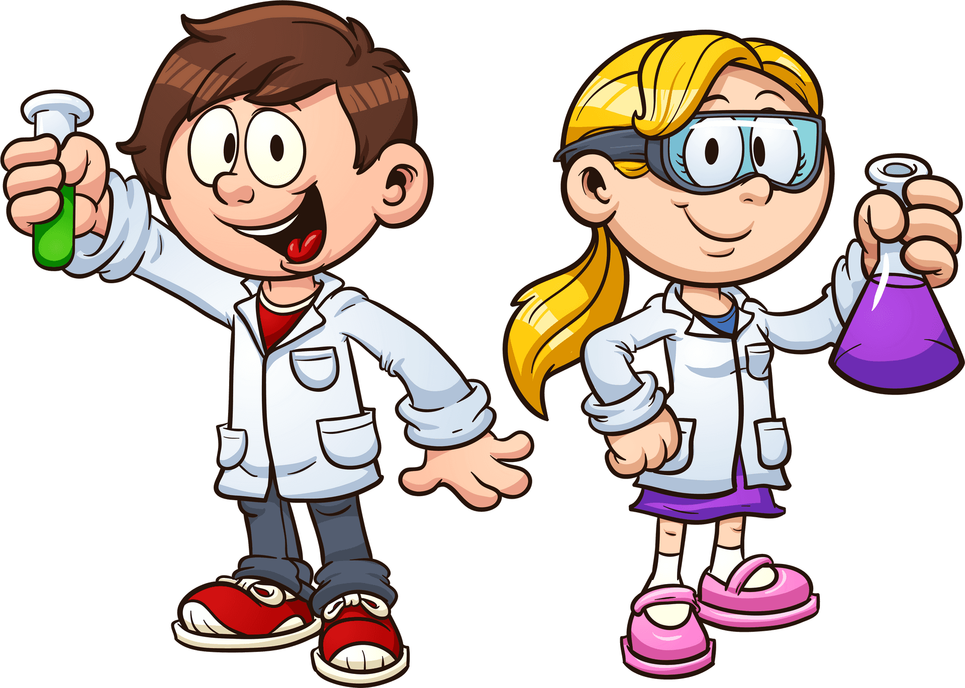 Young Scientists Cartoon PNG Image