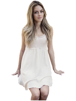 Young Womanin White Dress PNG Image