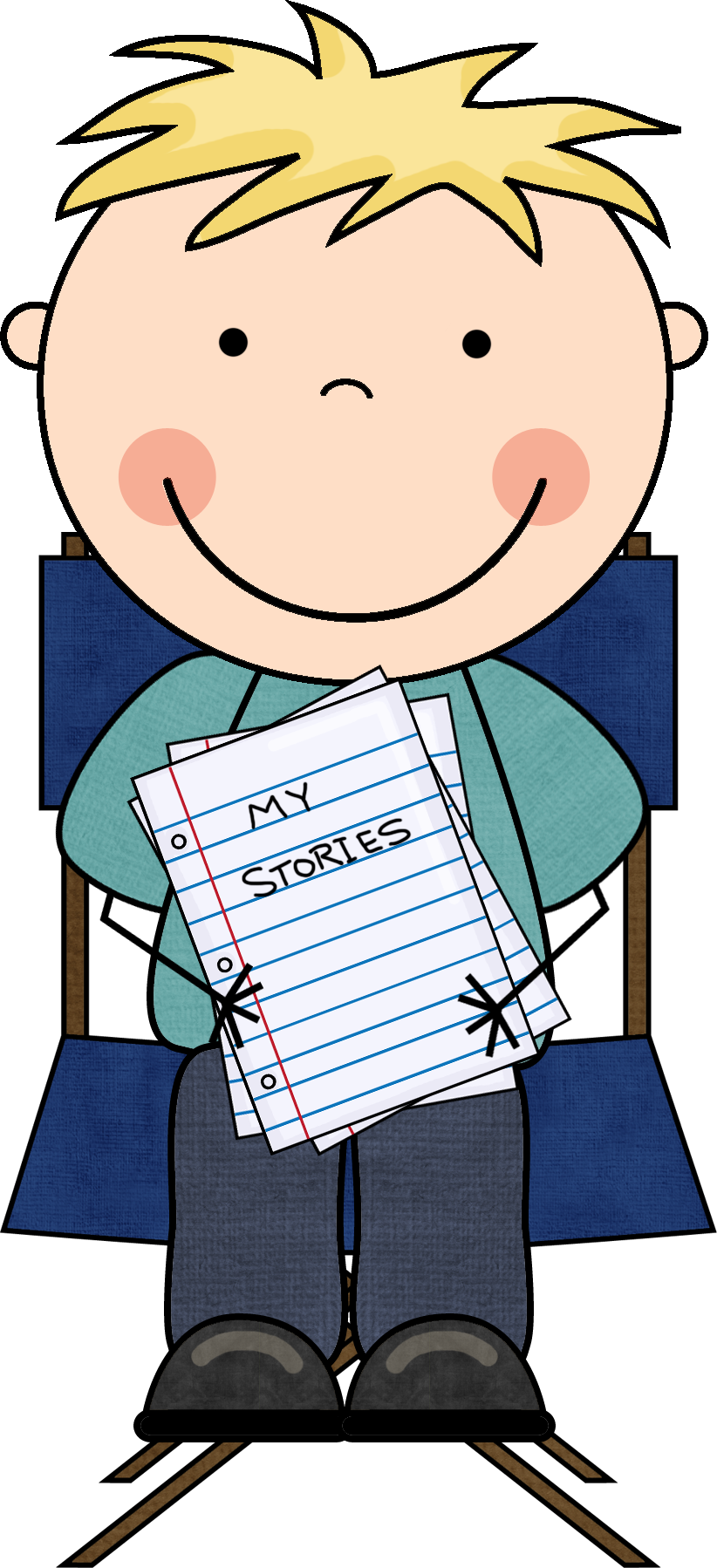 Young Writerwith Stories PNG Image