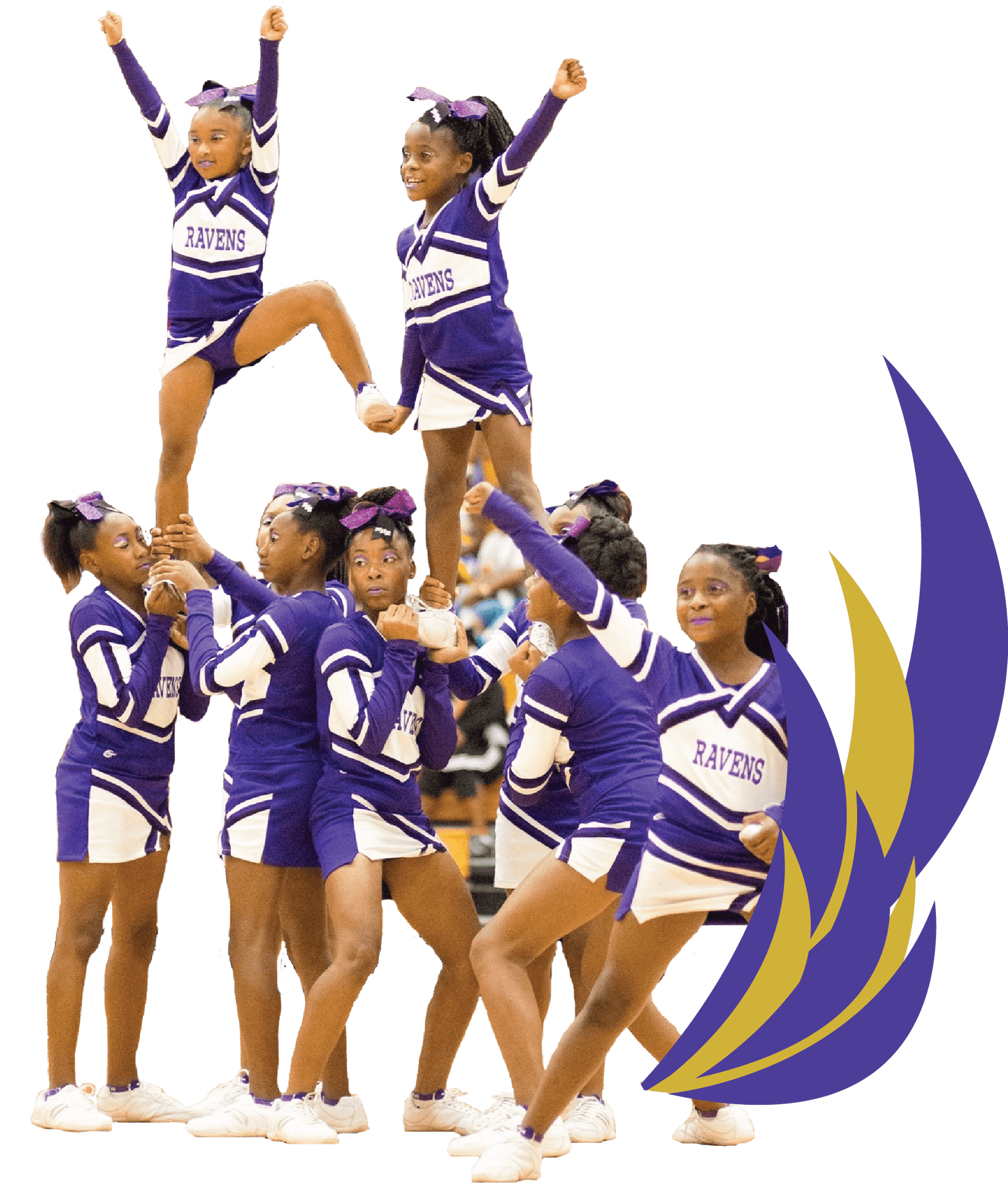 Youth Cheerleading Team Performance PNG Image