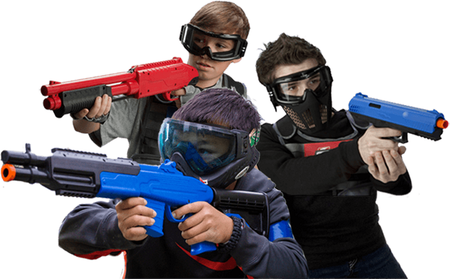 Youth Paintball Players Ready For Action PNG Image