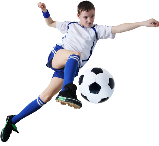 Youth Soccer Player Action Shot PNG Image