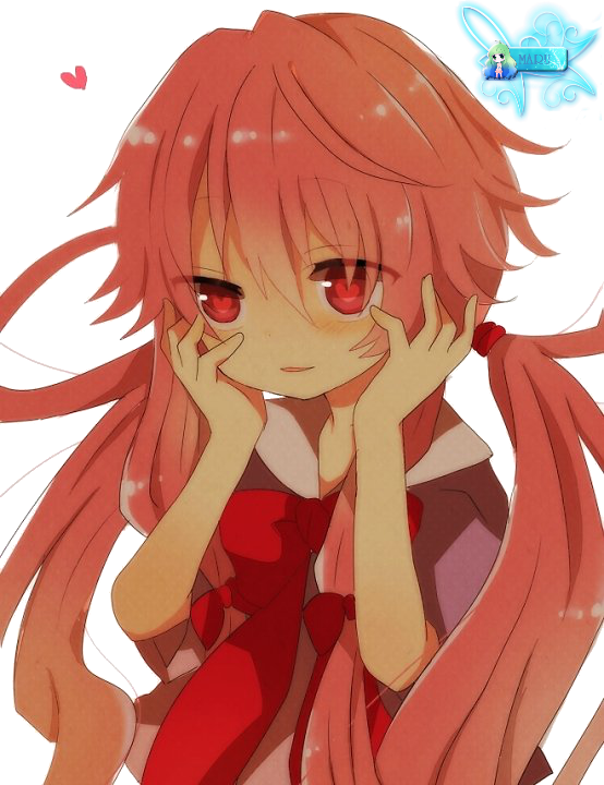 Yuno Gasai Blushing Anime Character PNG Image