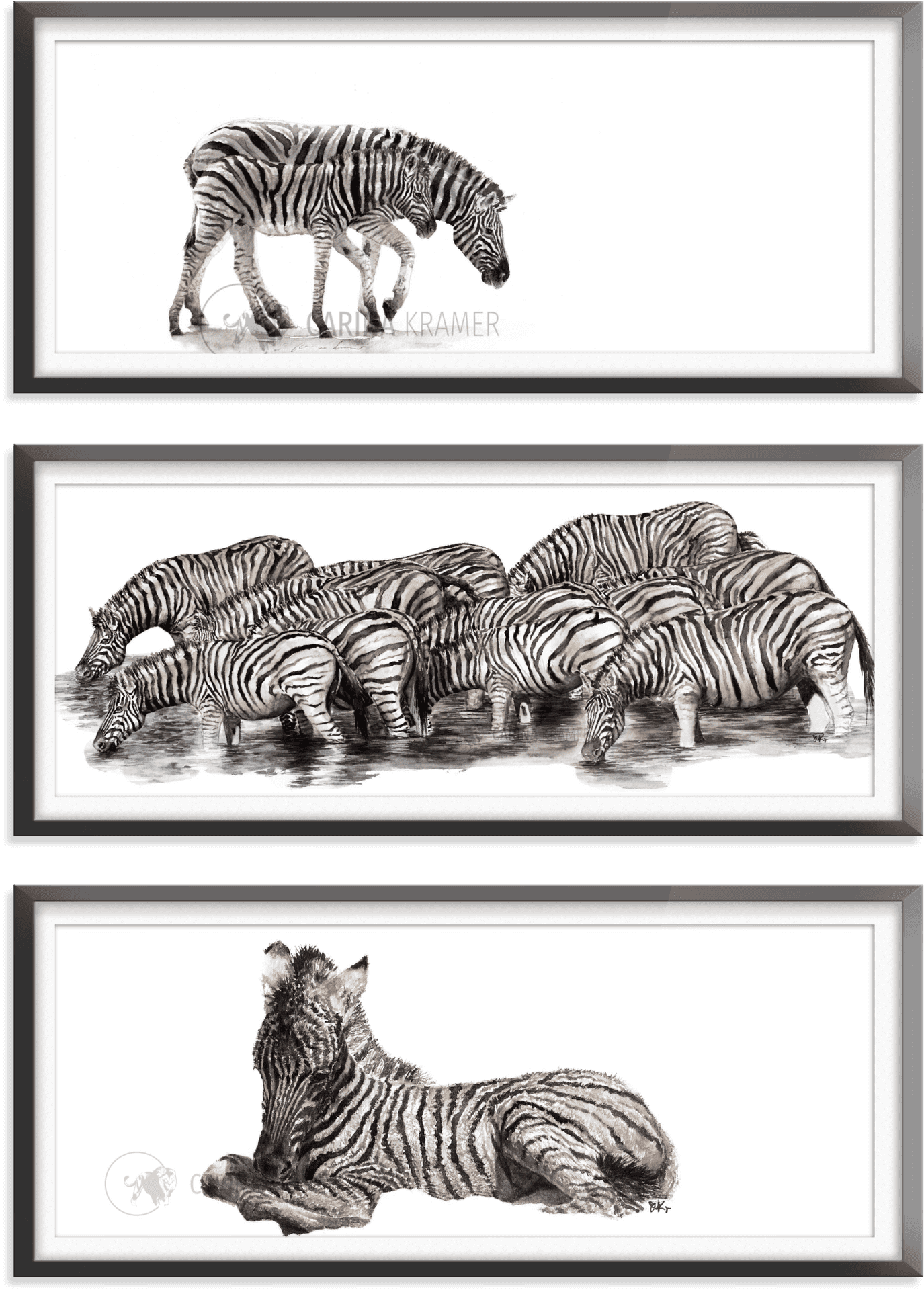 Zebra_ Triptych_ Artwork PNG Image