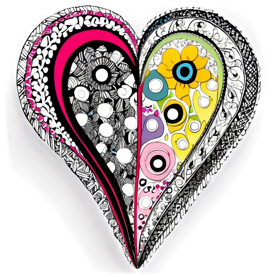 Zentangle Heart Art Png 06202024 PNG Image