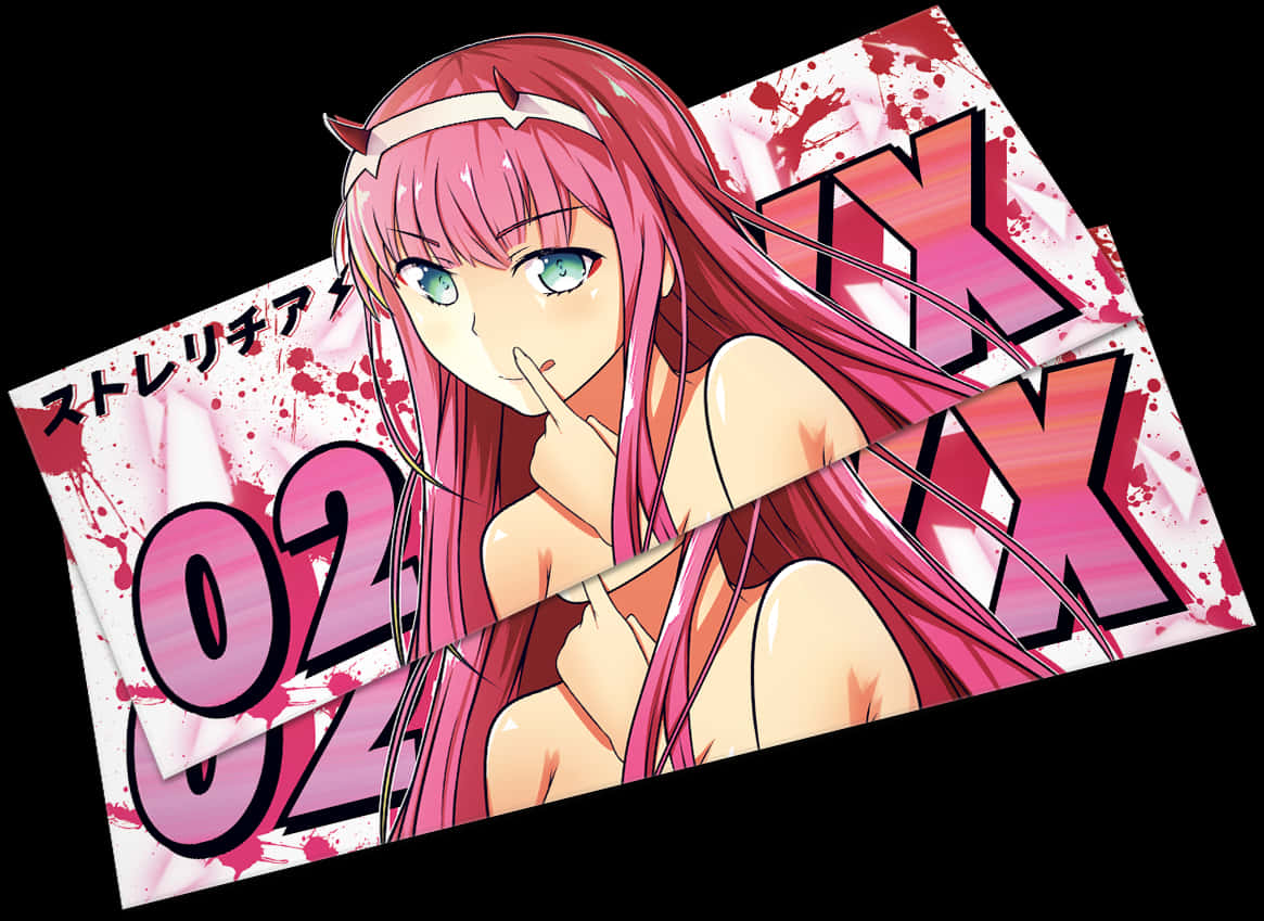 Zero Two Anime Artwork PNG Image