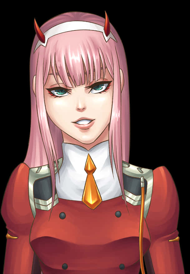 Zero Two Anime Character Portrait PNG Image