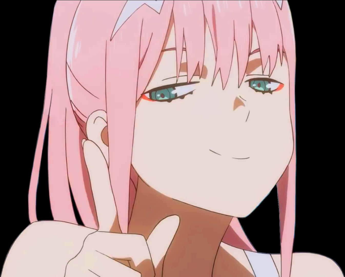 Zero Two Smiling Anime Portrait PNG Image