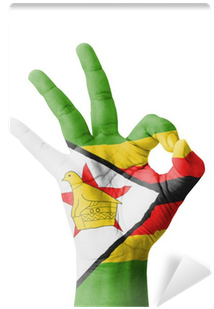 Zimbabwe Flag Peace Sign Hand Gesture PNG Image