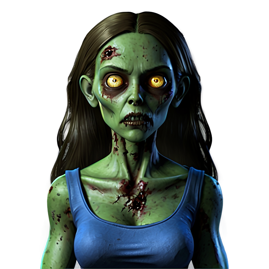 Zombie Girl Cartoon Png Clr51 PNG Image