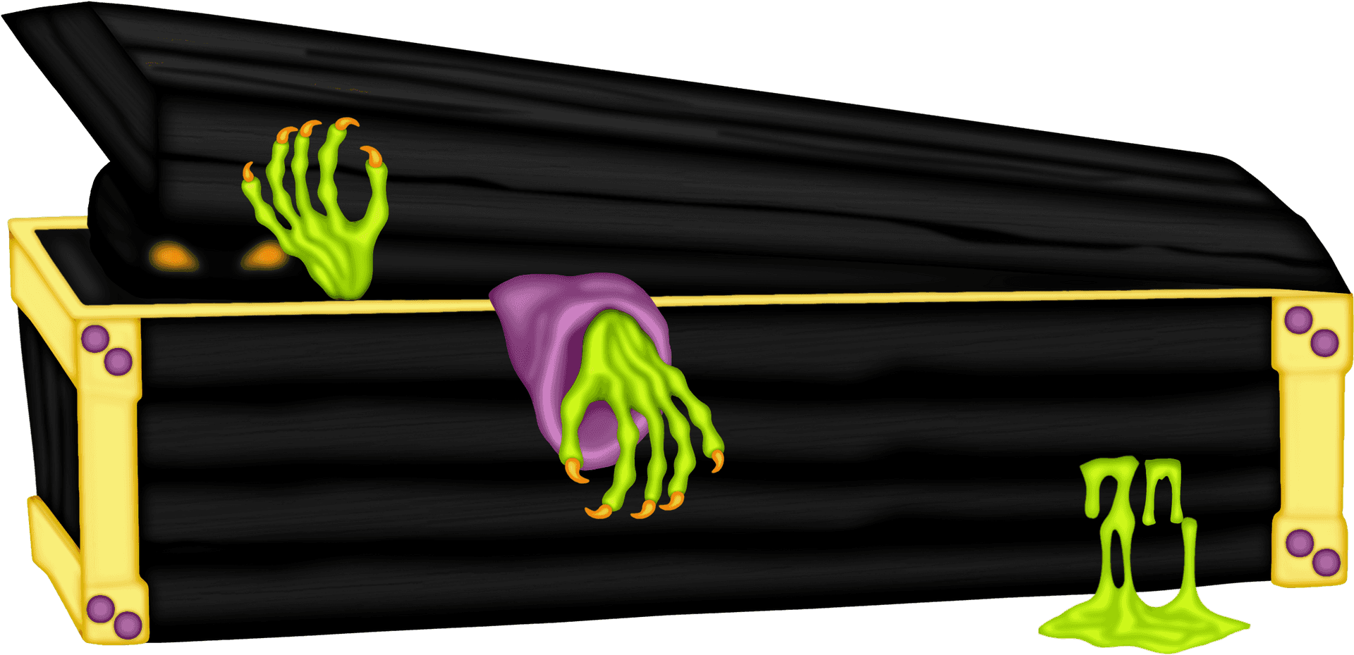 Zombie Hands Emerging From Coffin PNG Image