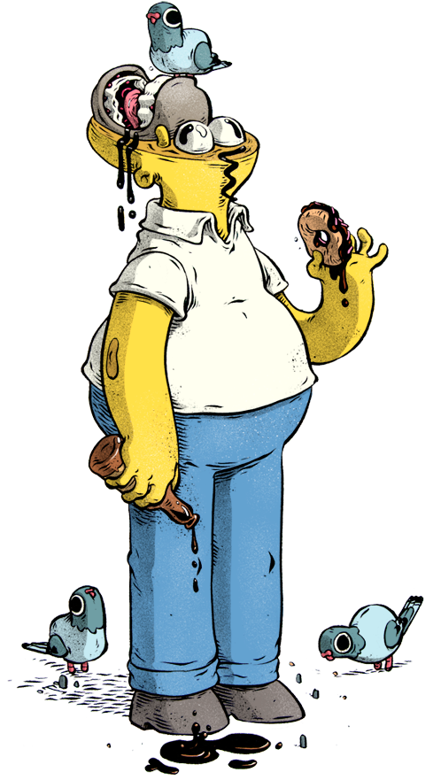 Zombie Homer Simpson Illustration PNG Image