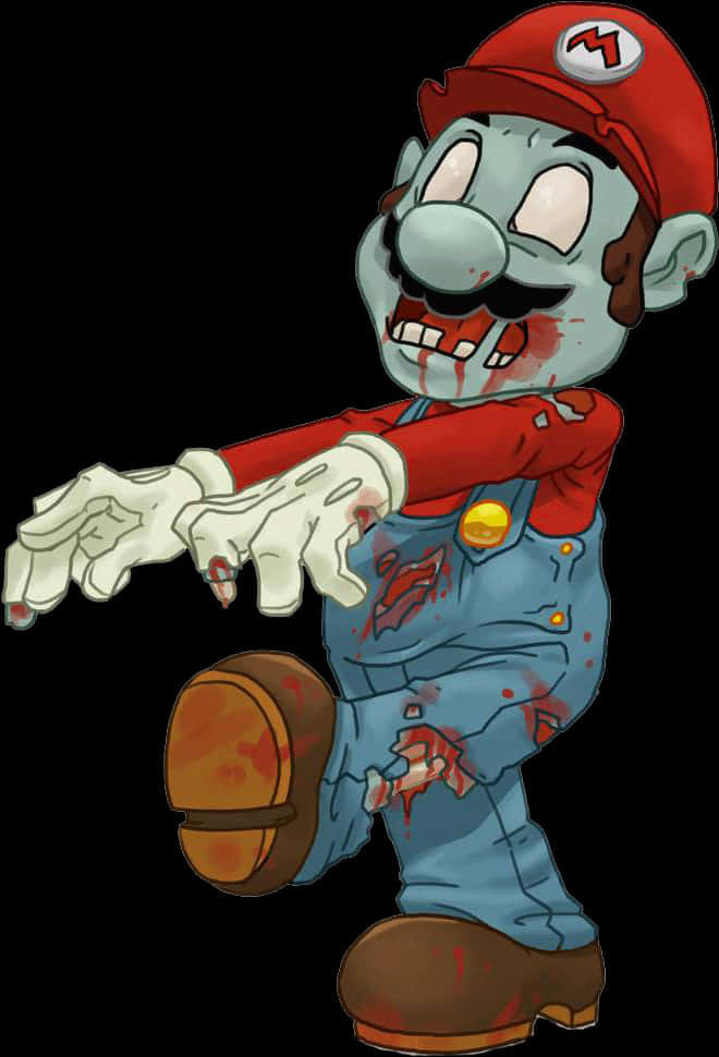 Zombie Plumber Cartoon Character PNG Image