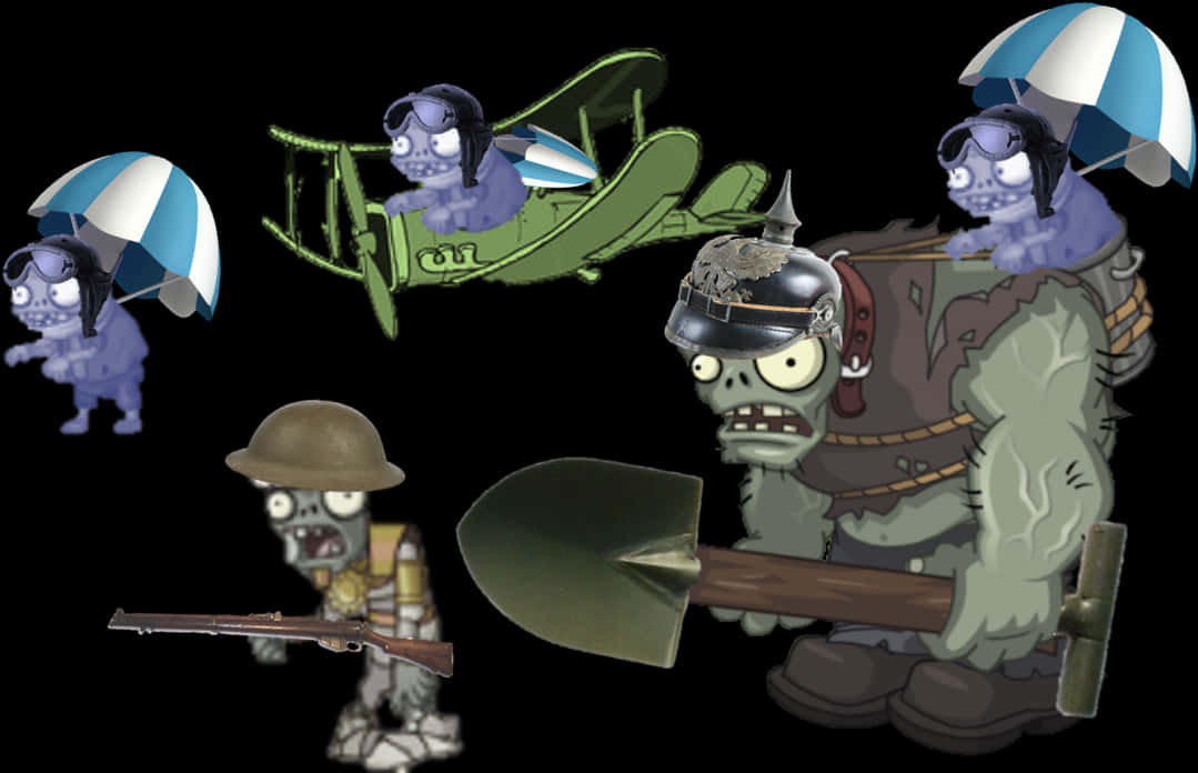 Zombie_ Soldiers_and_ Paratroopers PNG Image