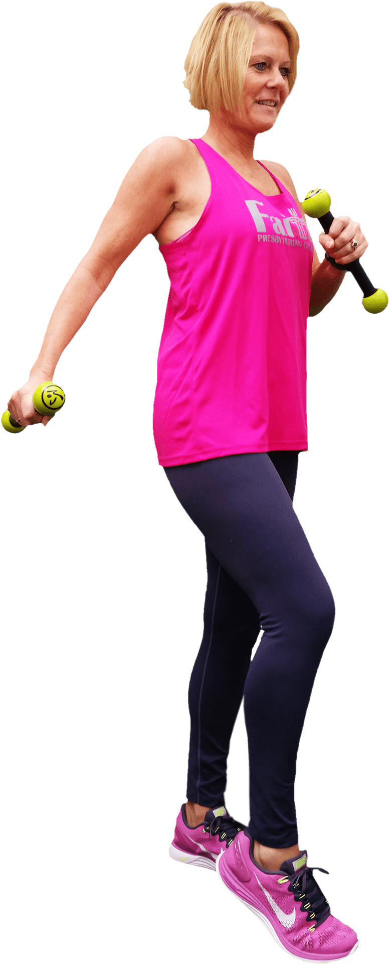 Zumba Instructor Posingwith Maracas PNG Image