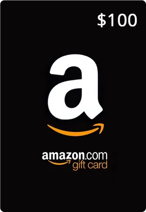 100 Dollar Amazon Gift Card Black Background PNG Image