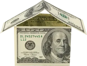 100 Dollar Bill Flying Over Stack PNG Image