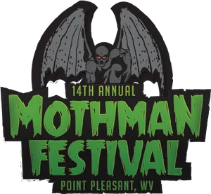 14th Annual Mothman Festival Logo PNG Image