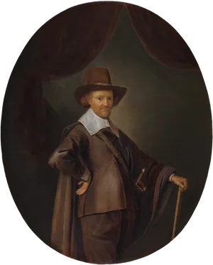 17th Century Gentleman Portrait PNG Image