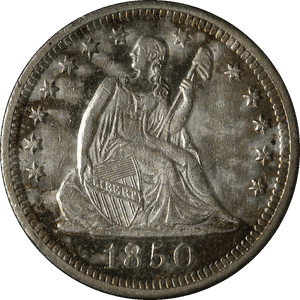 1850 Seated Liberty Silver Dollar PNG with transparent background