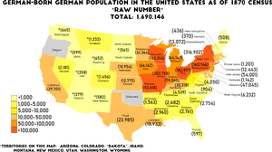 1870 U S German Born Population Map PNG Image