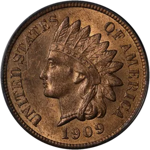 1909 Indian Head Penny PNG Image