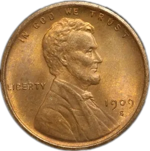 1909 S V D B Lincoln Penny PNG Image