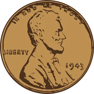 1943 Lincoln Wheat Penny PNG Image