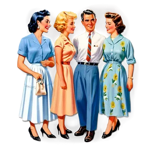 1950s American Suburbia Illustration Png 06242024 PNG Image