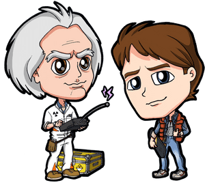 1985 Back To The Future Doc Brown Marty Mcfly By Zphal - Doc From Back To The Future Cartoon, HD Png Download PNG image with transparent background