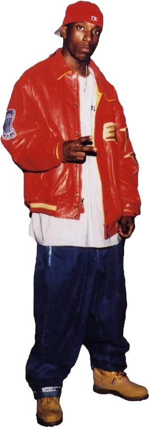 2 Pac Red Jacket Pose PNG Image